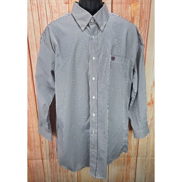 Cinch Mens Striped Button-Up Long Sleeve Shirt Size Large - Picture 1 of 7